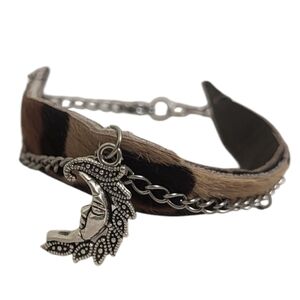 Cresant Moon Pony Hair Stainless Steel Chain Bracelet